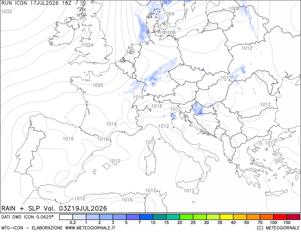 mappa Precipitazioni e pressione SLM