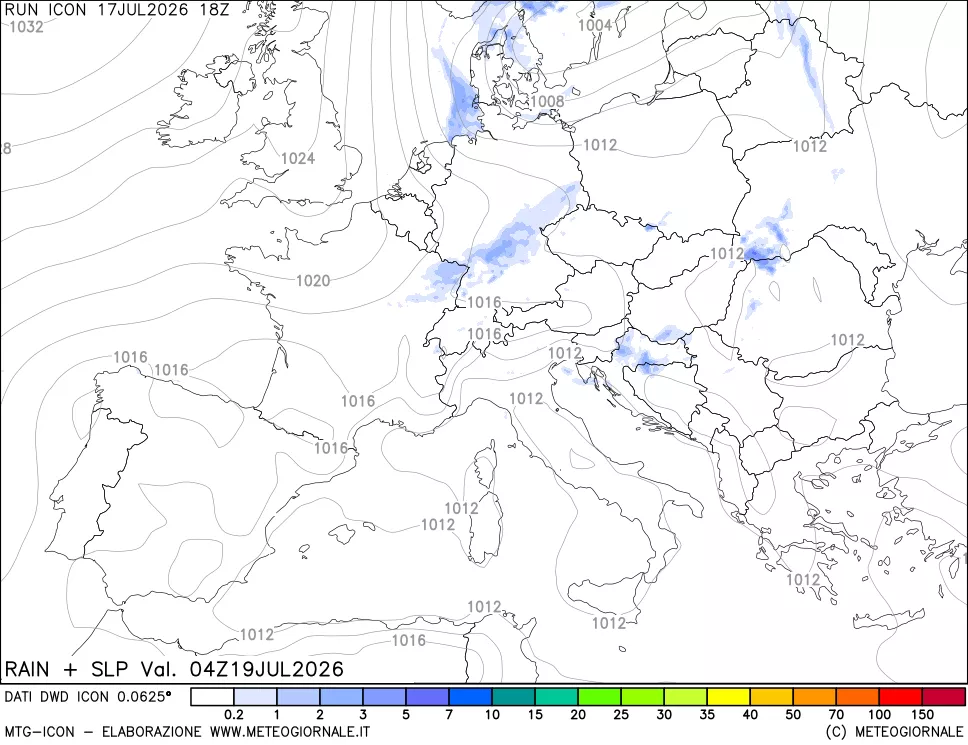 mappa Precipitazioni e pressione SLM