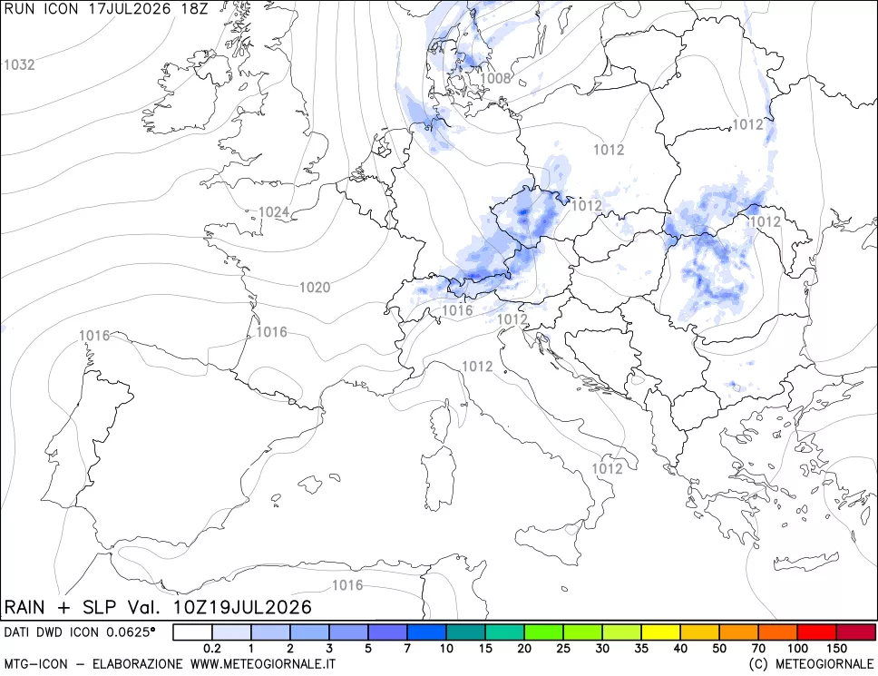 mappa Precipitazioni e pressione SLM