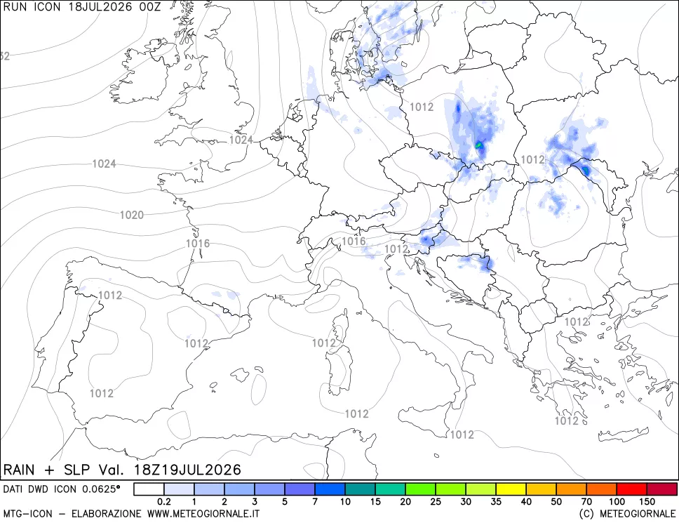 mappa Precipitazioni e pressione SLM