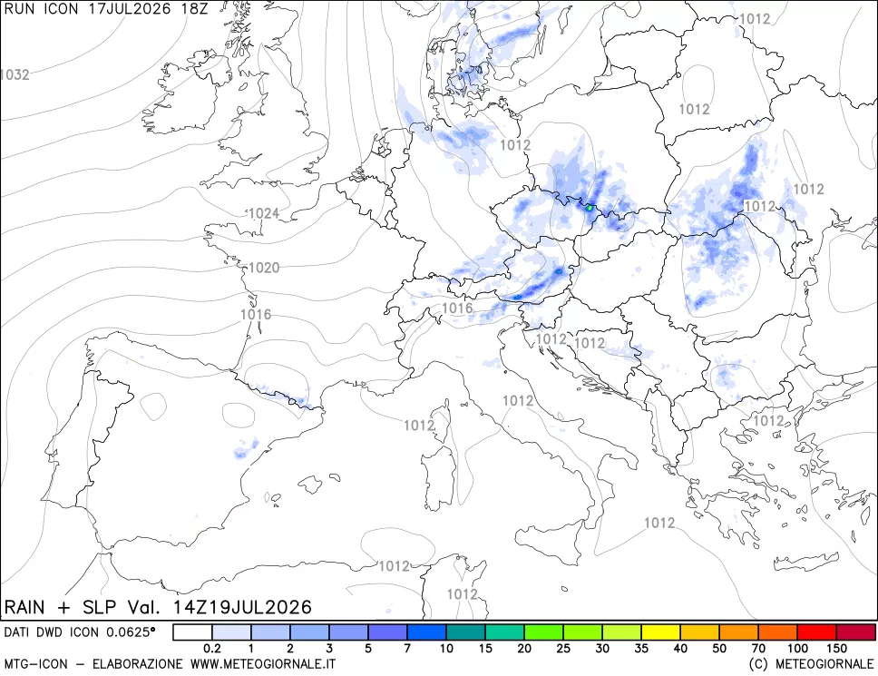 mappa Precipitazioni e pressione SLM