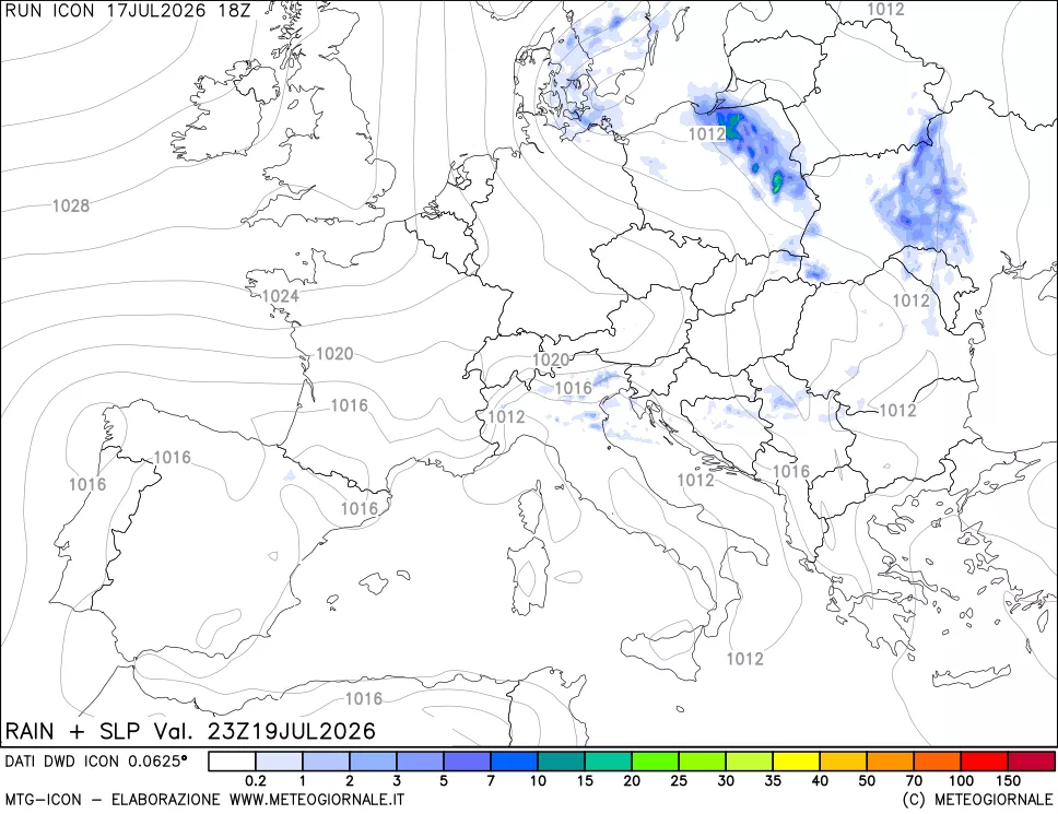 mappa Precipitazioni e pressione SLM