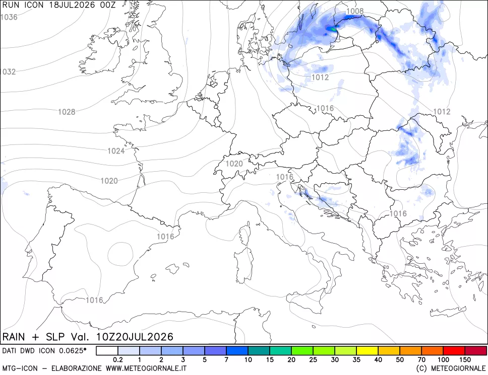 mappa Precipitazioni e pressione SLM