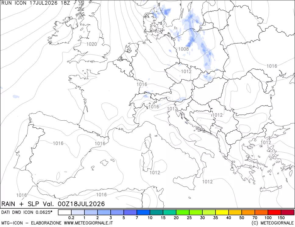 mappa Precipitazioni e pressione SLM