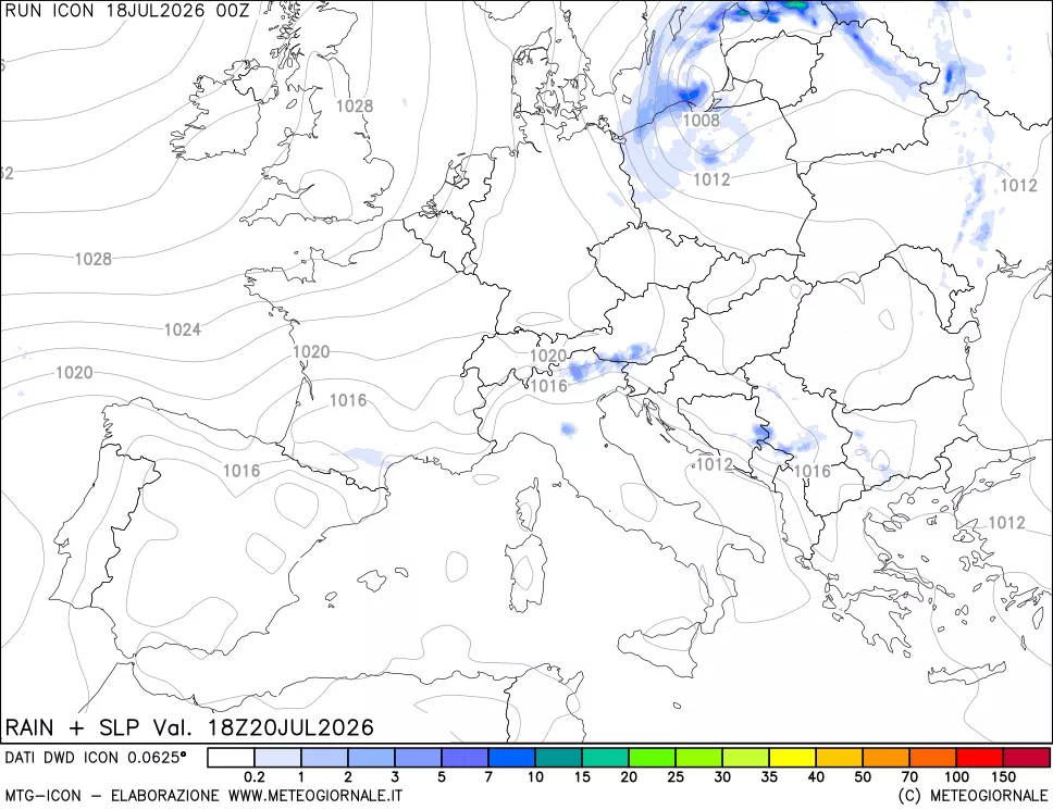 mappa Precipitazioni e pressione SLM