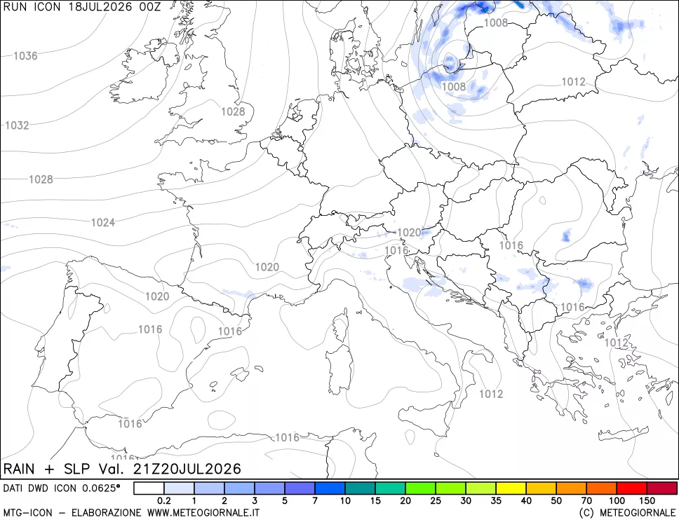 mappa Precipitazioni e pressione SLM