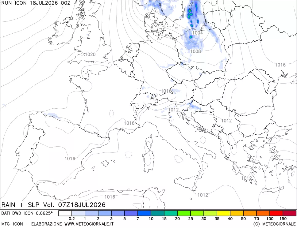 mappa Precipitazioni e pressione SLM