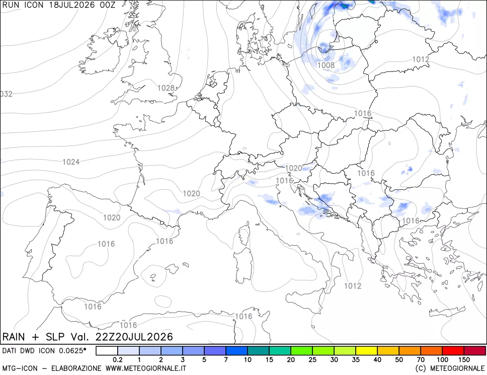 mappa Precipitazioni e pressione SLM
