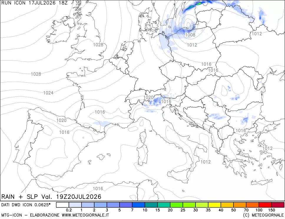 mappa Precipitazioni e pressione SLM