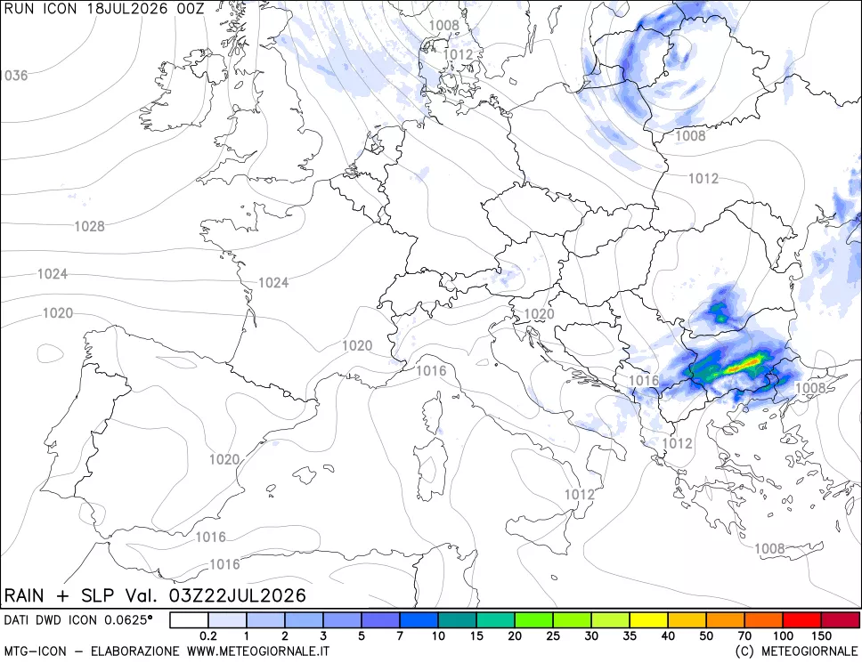 mappa Precipitazioni e pressione SLM