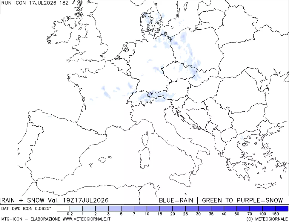 mappa Precipitazioni totali e nevose