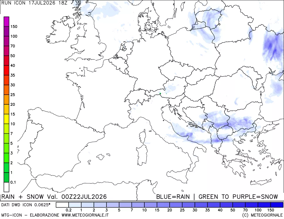 mappa Precipitazioni totali e nevose