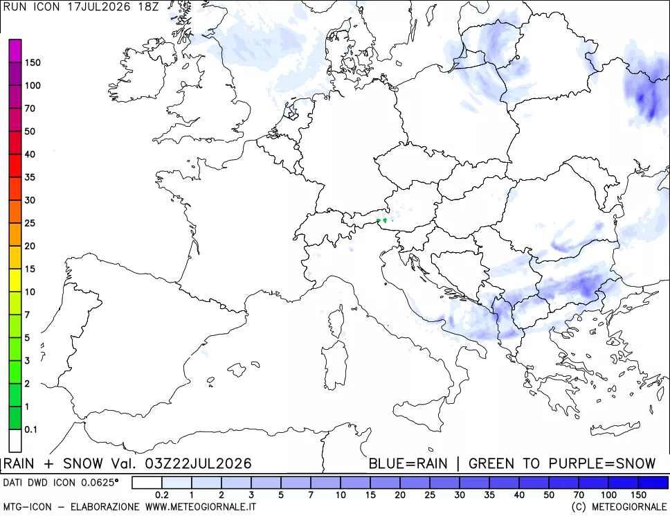 mappa Precipitazioni totali e nevose