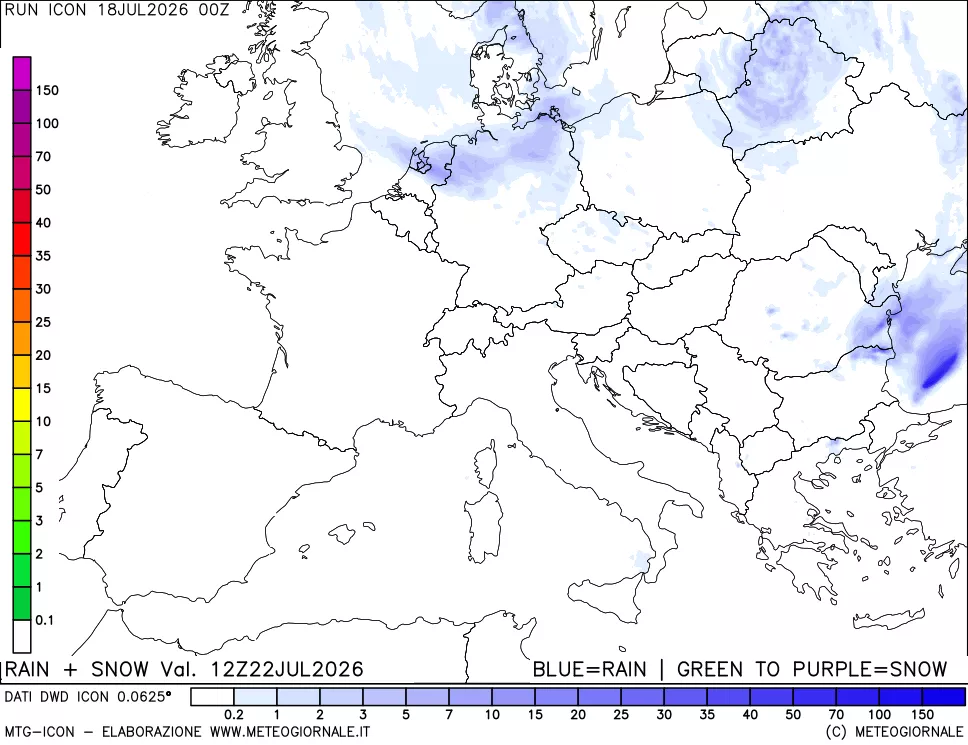 mappa Precipitazioni totali e nevose