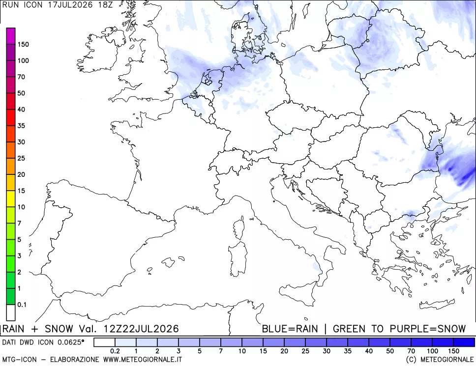 mappa Precipitazioni totali e nevose