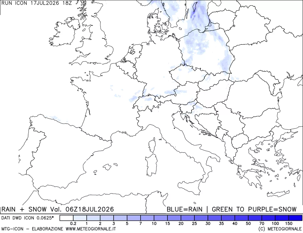 mappa Precipitazioni totali e nevose