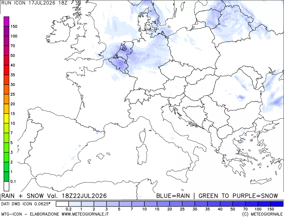 mappa Precipitazioni totali e nevose