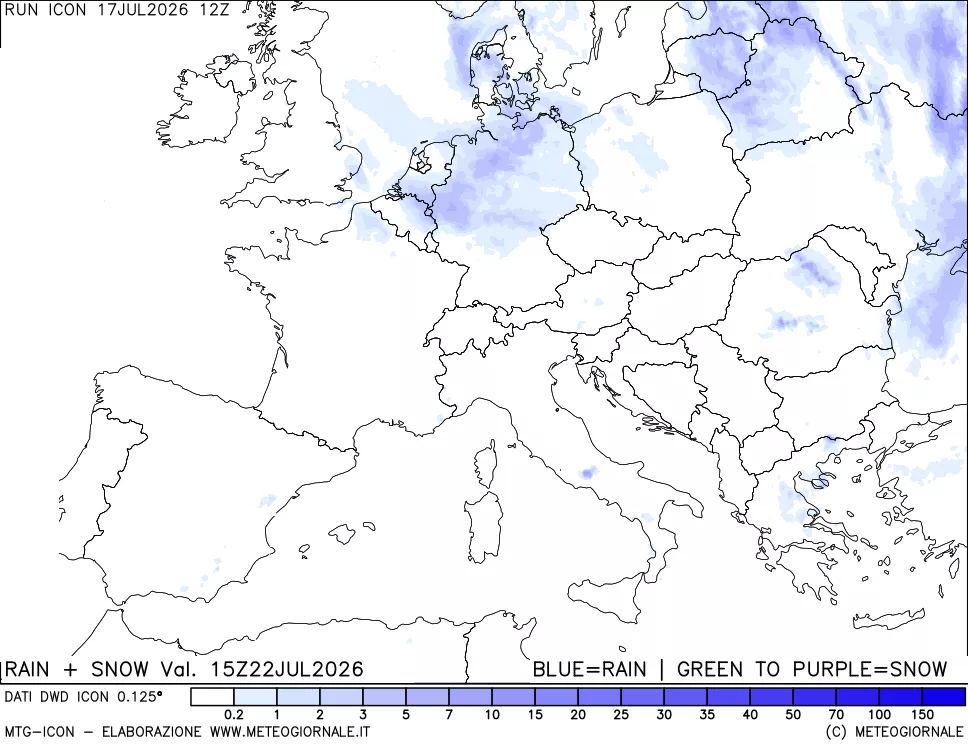 mappa Precipitazioni totali e nevose