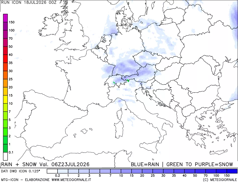 mappa Precipitazioni totali e nevose