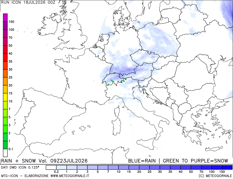 mappa Precipitazioni totali e nevose