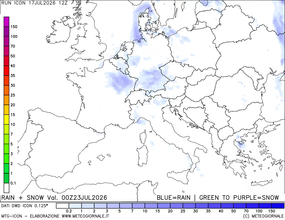 mappa Precipitazioni totali e nevose