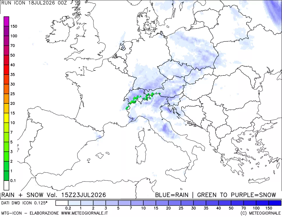 mappa Precipitazioni totali e nevose