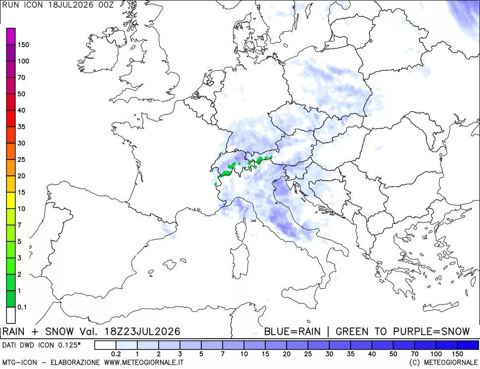 mappa Precipitazioni totali e nevose