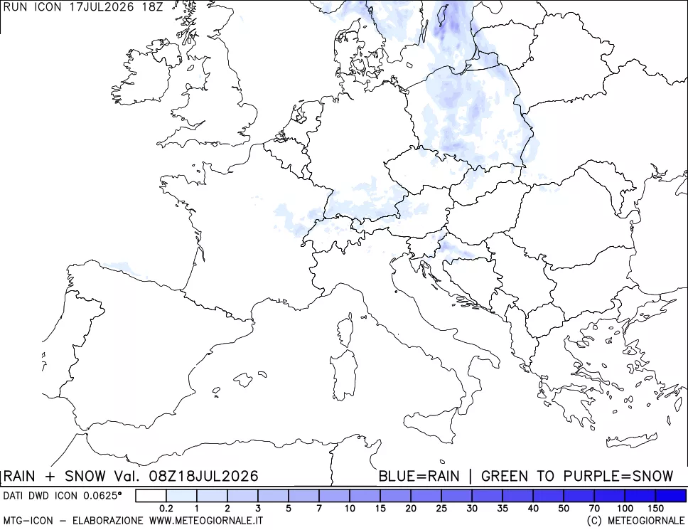 mappa Precipitazioni totali e nevose