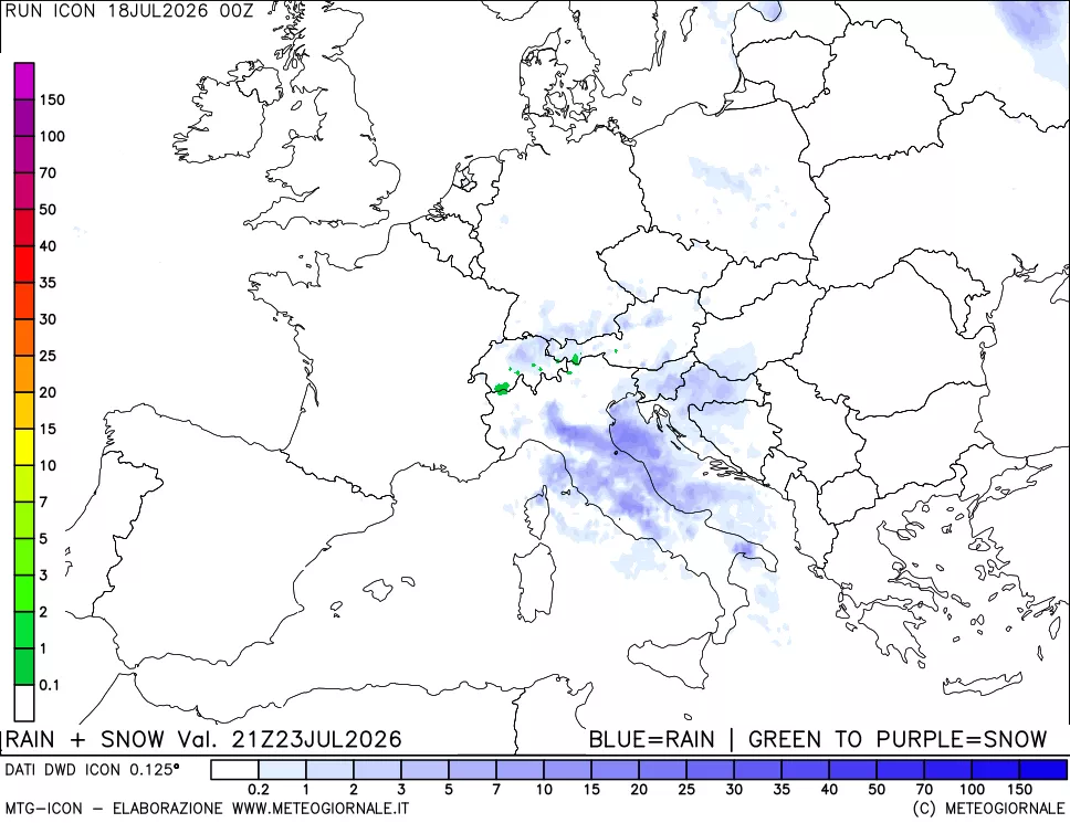 mappa Precipitazioni totali e nevose