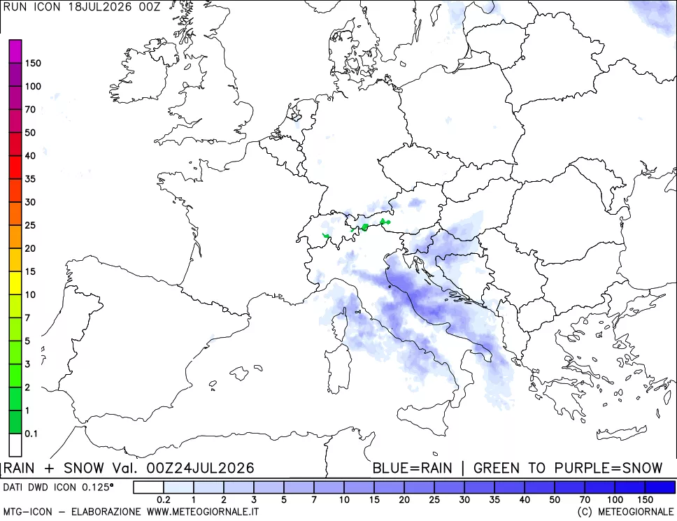 mappa Precipitazioni totali e nevose