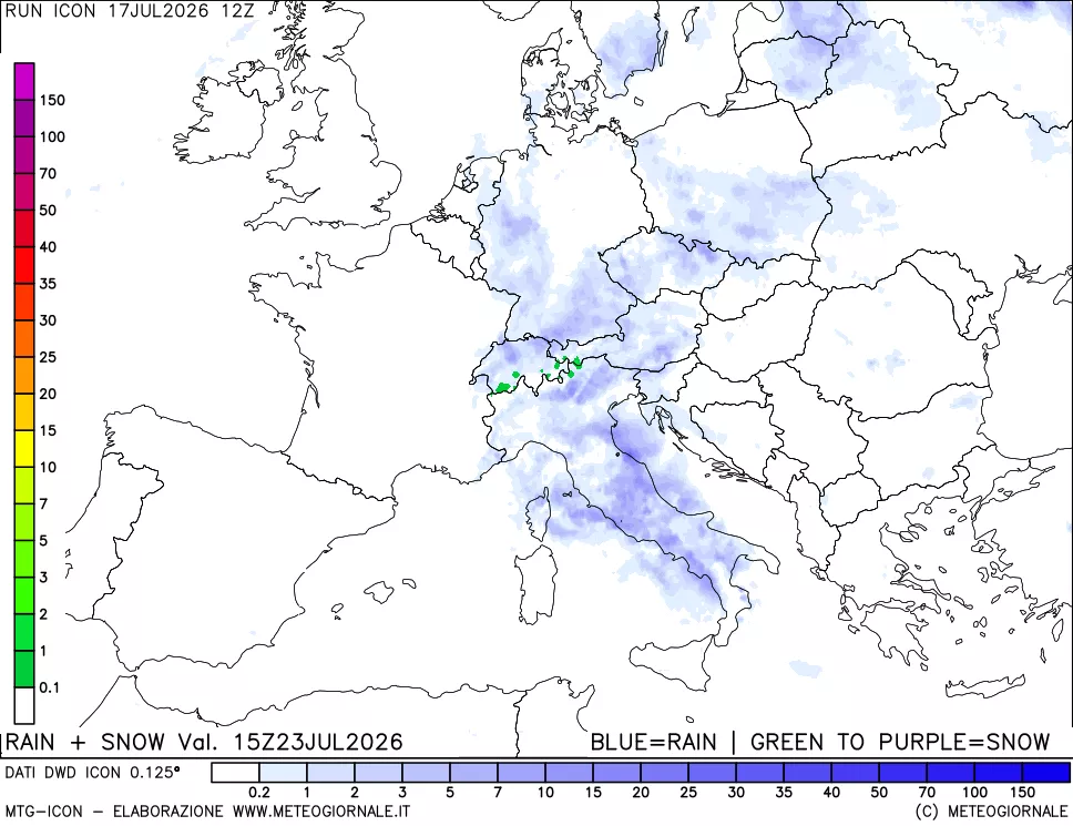 mappa Precipitazioni totali e nevose