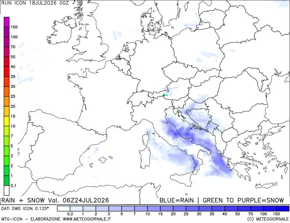 mappa Precipitazioni totali e nevose