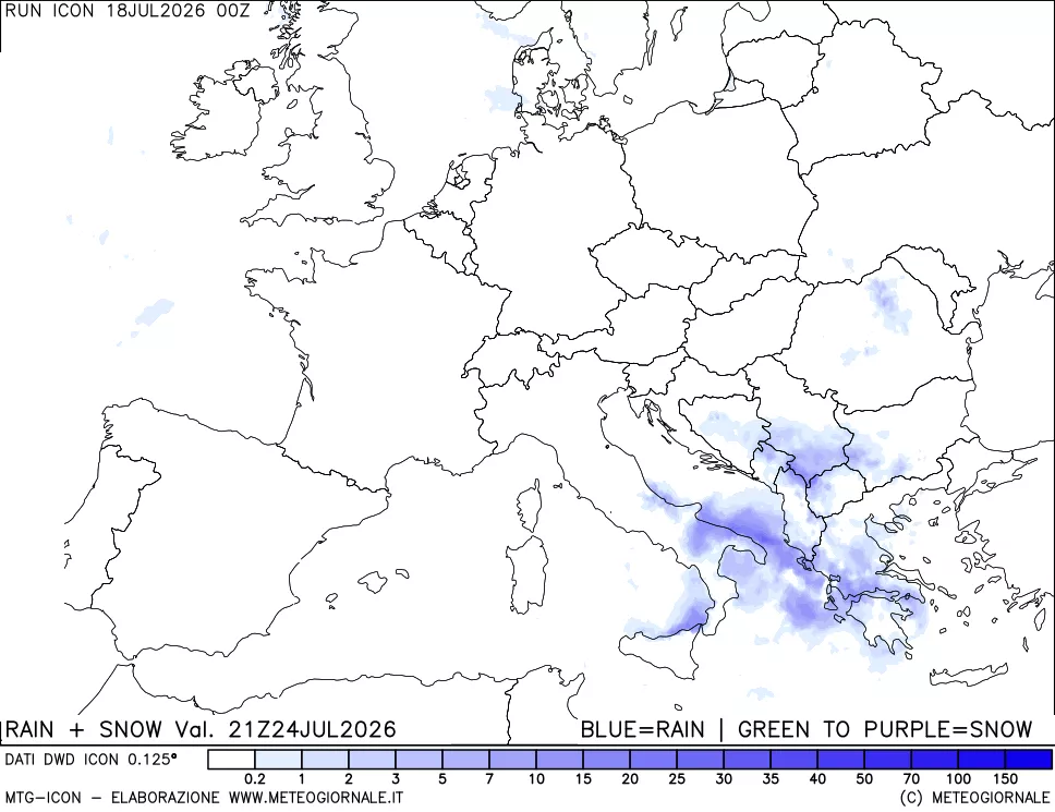 mappa Precipitazioni totali e nevose
