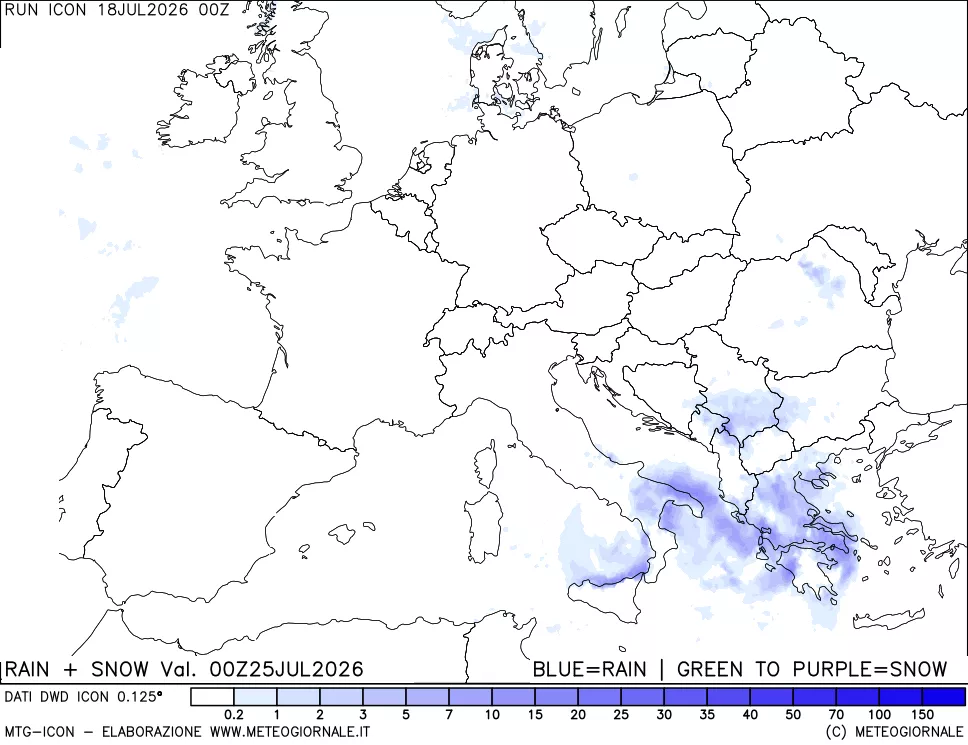 mappa Precipitazioni totali e nevose