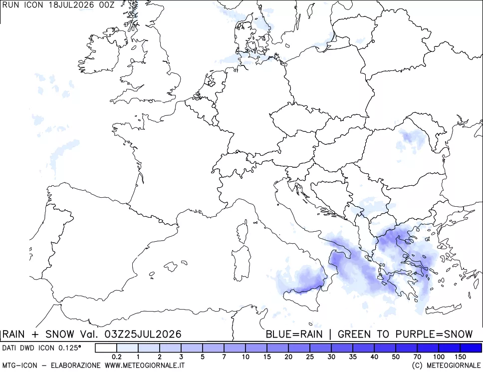 mappa Precipitazioni totali e nevose