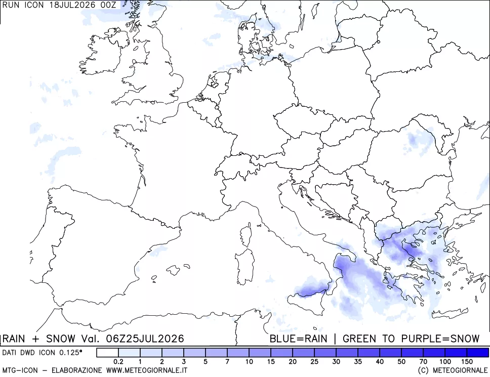 mappa Precipitazioni totali e nevose
