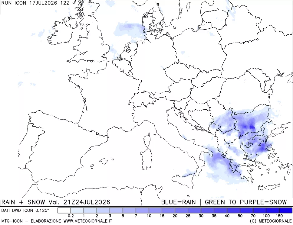 mappa Precipitazioni totali e nevose