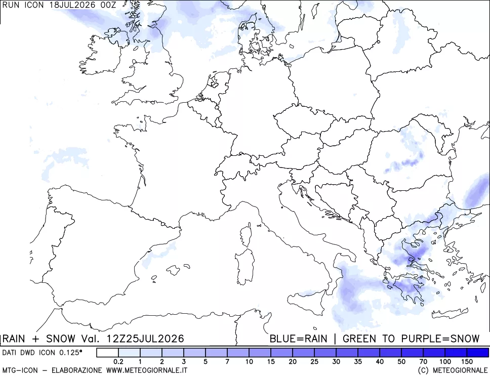 mappa Precipitazioni totali e nevose