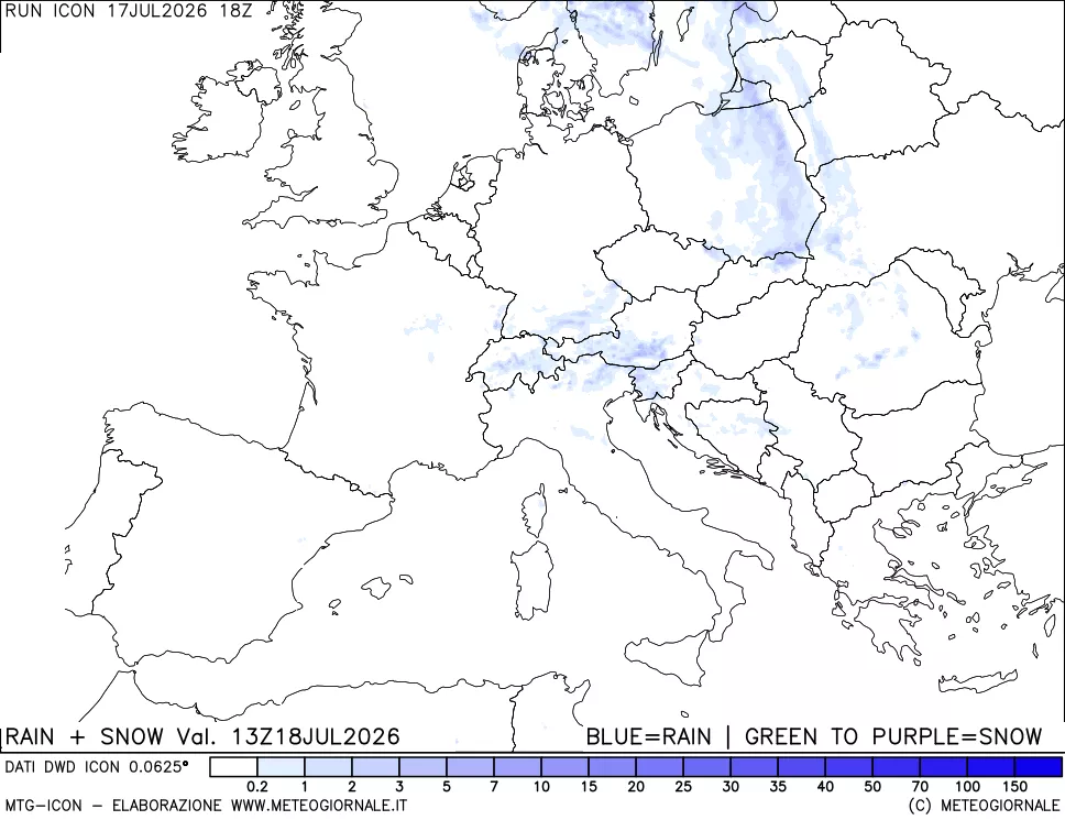 mappa Precipitazioni totali e nevose