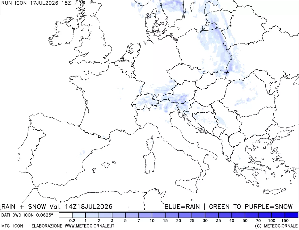 mappa Precipitazioni totali e nevose