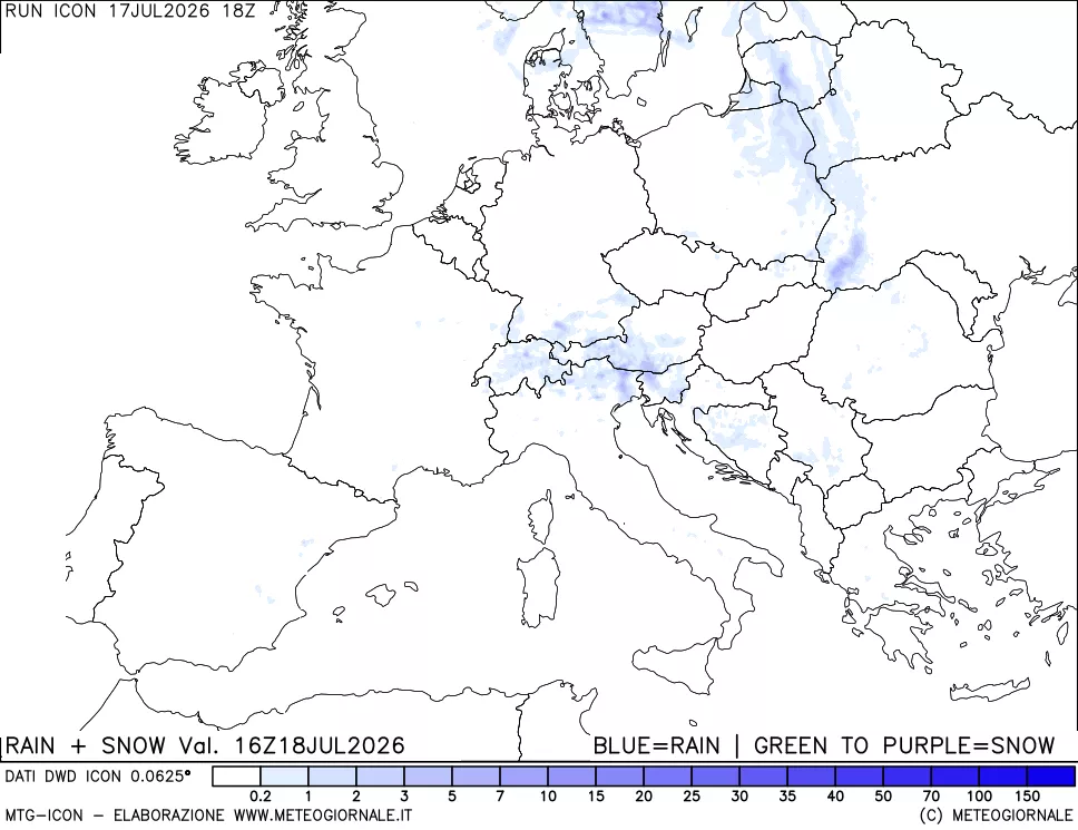 mappa Precipitazioni totali e nevose