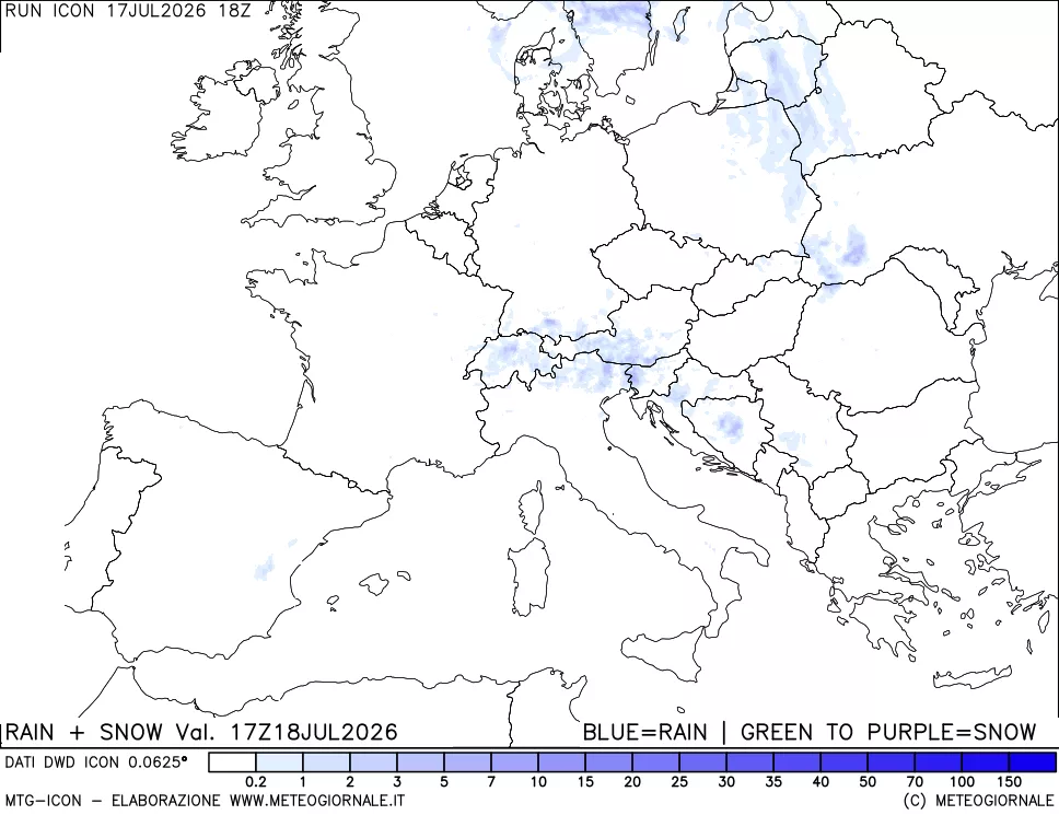 mappa Precipitazioni totali e nevose