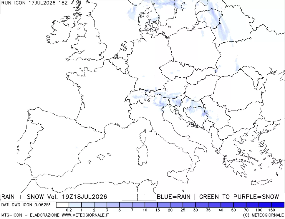 mappa Precipitazioni totali e nevose