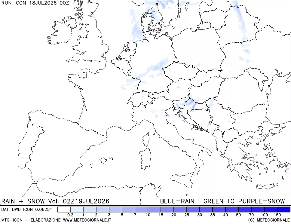 mappa Precipitazioni totali e nevose