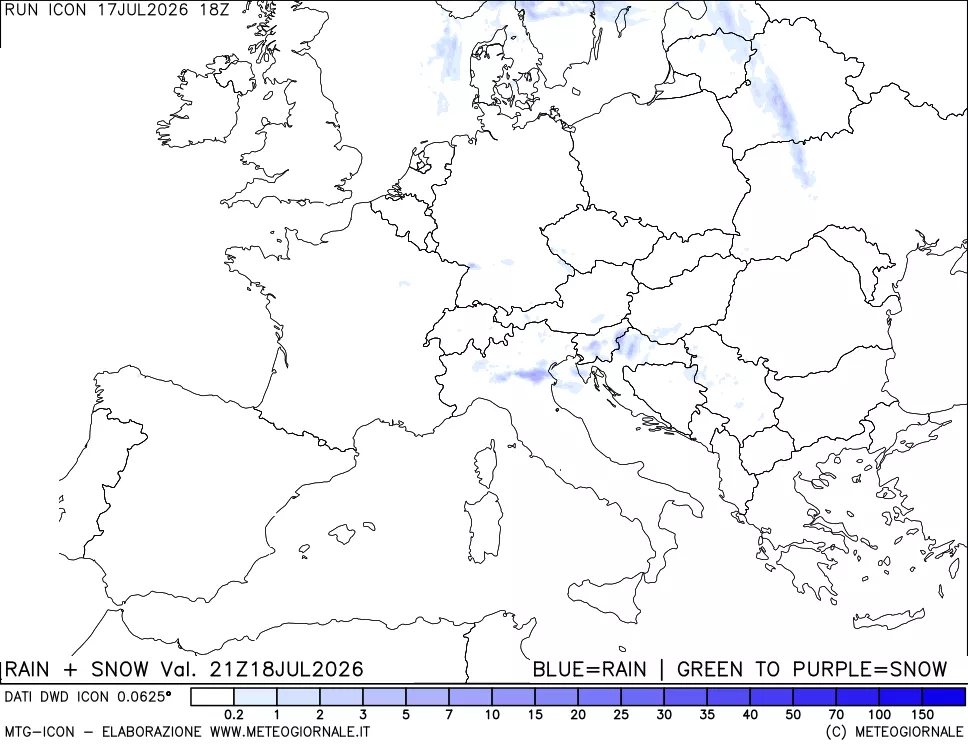 mappa Precipitazioni totali e nevose