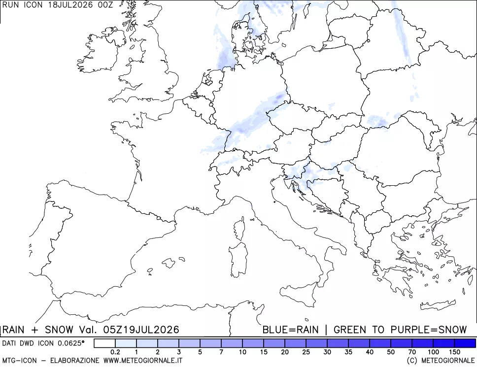 mappa Precipitazioni totali e nevose