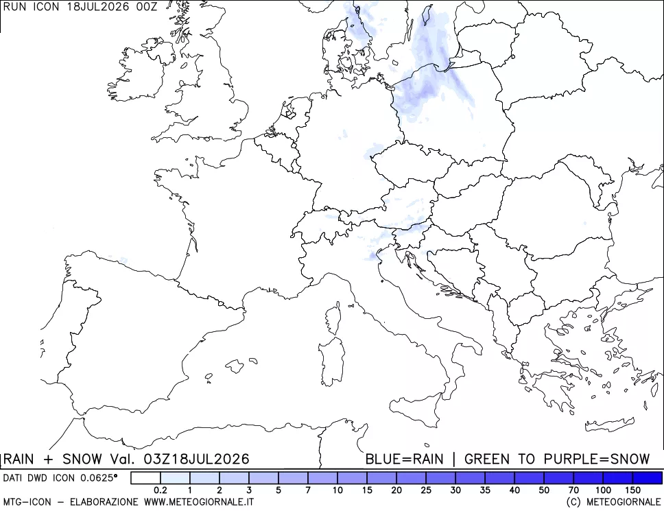 mappa Precipitazioni totali e nevose