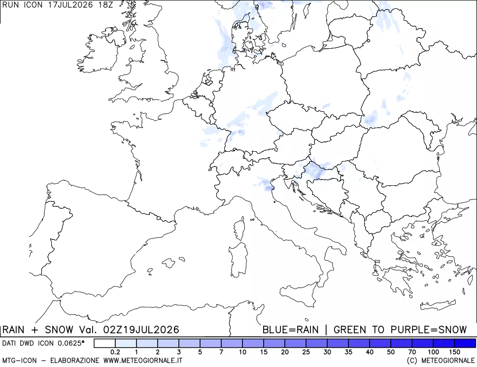 mappa Precipitazioni totali e nevose