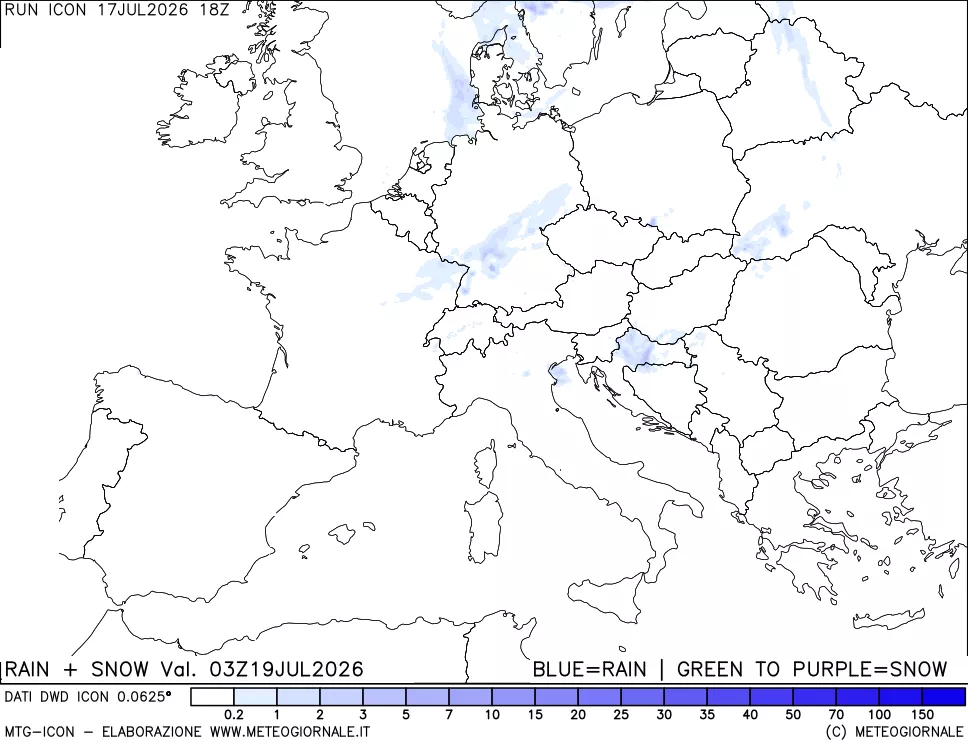 mappa Precipitazioni totali e nevose