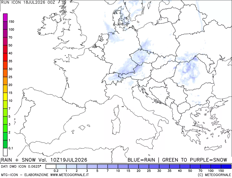 mappa Precipitazioni totali e nevose